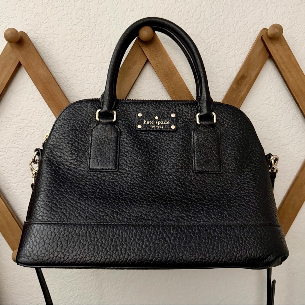 Kate Spade Black Pebbled Leather Satchel with Gold Hardware EUC